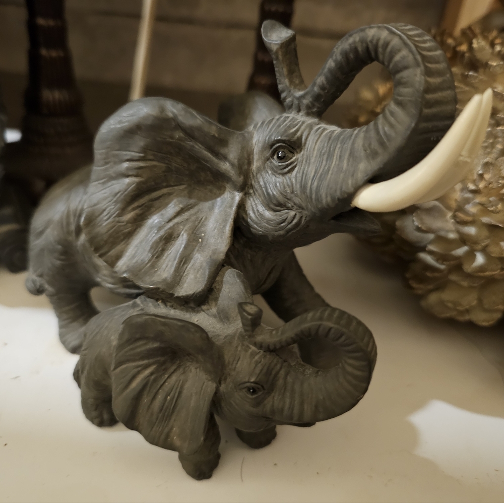 Gray Mother And Baby Elephant